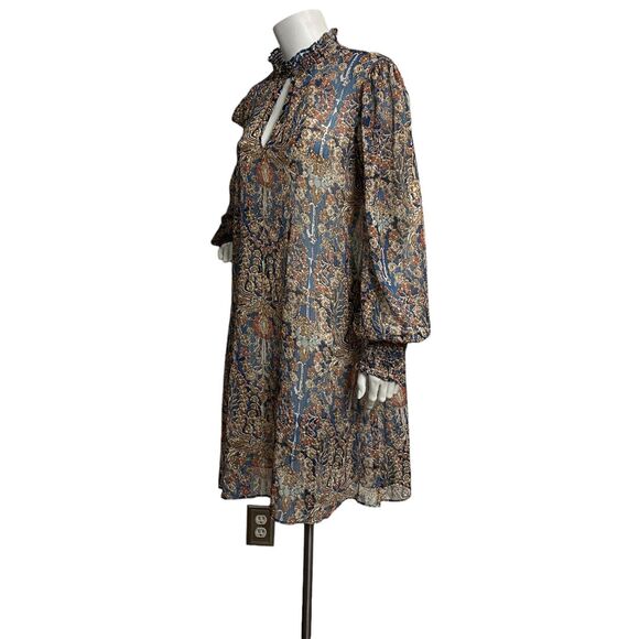 Tommy Hilfiger Women's Long Sleeve Mock Ruffle Neck Keyhole Floral Dress Size 14 - Picture 4 of 7